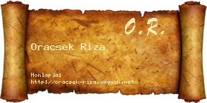Oracsek Riza névjegykártya